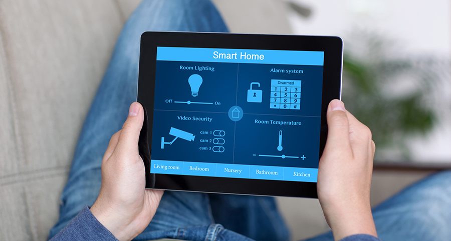 The ability to access and control security components from a mobile device is one of the top smart home trends in Tampa. Close-up of smart home security app.